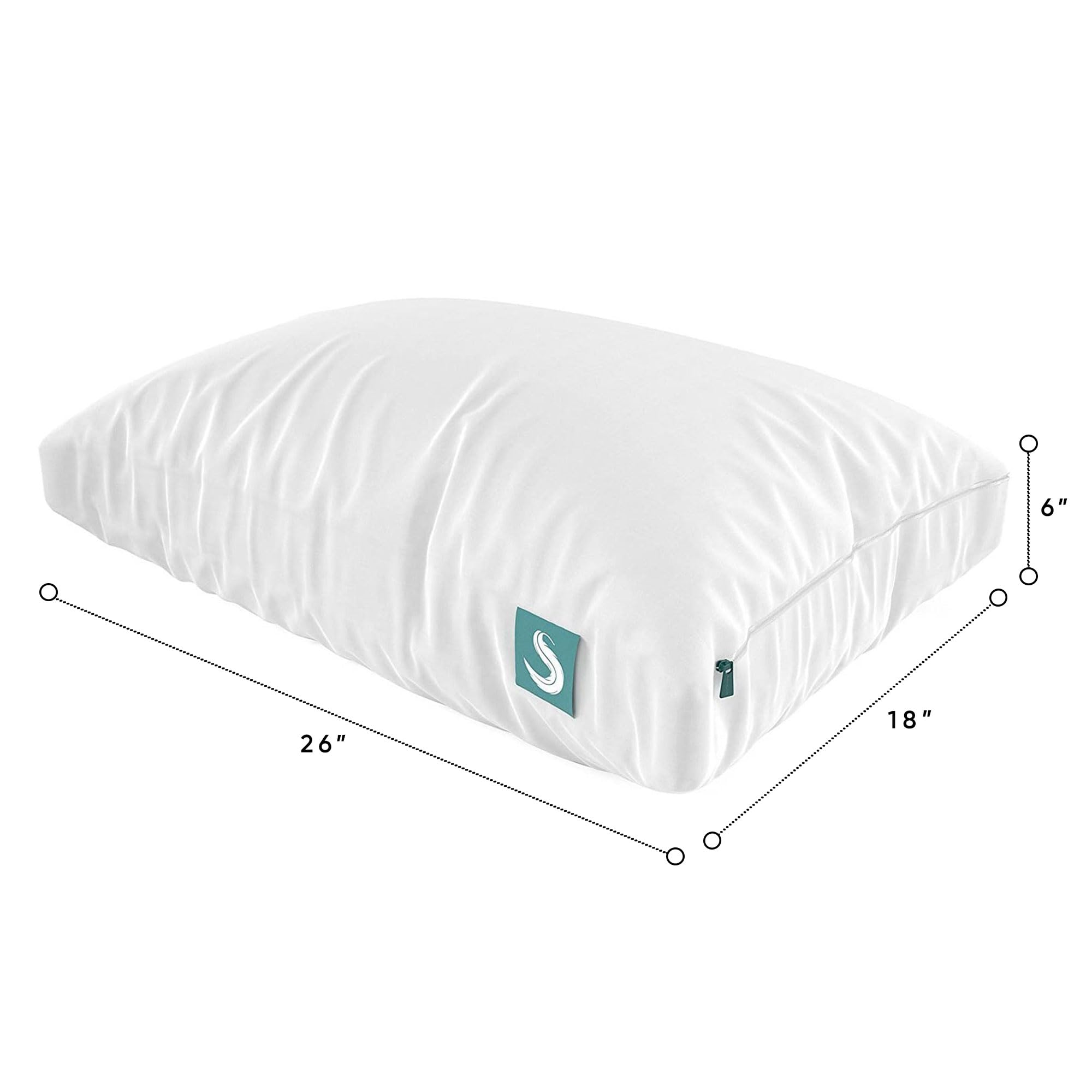 Sleepgram Bed Support Adjustable Hypoallergenic Cool Sleeping Loft Soft Pillow with Removeable Microfiber Cover, Queen Size, White