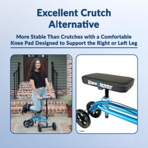 KneeRover Economy Knee Scooter Steerable Knee Walker for Adults for Foot Surgery, Broken Ankle, Foot Injuries - Foldable Knee Rover Scooter for Broken Foot Injured Leg Crutch with Dual Brakes (Blue)