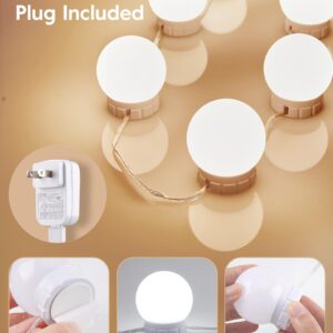 Hollywood Style Led Vanity Mirror Lights Kit - Vanity Lights Have 10 Dimmable Light Bulbs for Makeup Dressing Table and Power Supply Plug in Lighting Fixture Strip, White (No Mirror Included)