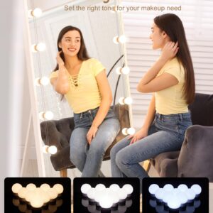 Hollywood Style Led Vanity Mirror Lights Kit - Vanity Lights Have 10 Dimmable Light Bulbs for Makeup Dressing Table and Power Supply Plug in Lighting Fixture Strip, White (No Mirror Included)