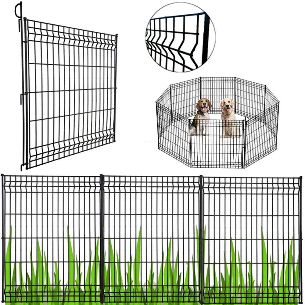 Hopesun Decorative Garden Fence Fast Installation Multi-Purpose Metal Pet Fence Kit Outdoor