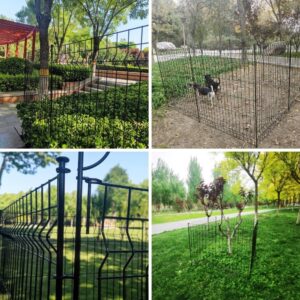 Hopesun Decorative Garden Fence Fast Installation Multi-Purpose Metal Pet Fence Kit Outdoor