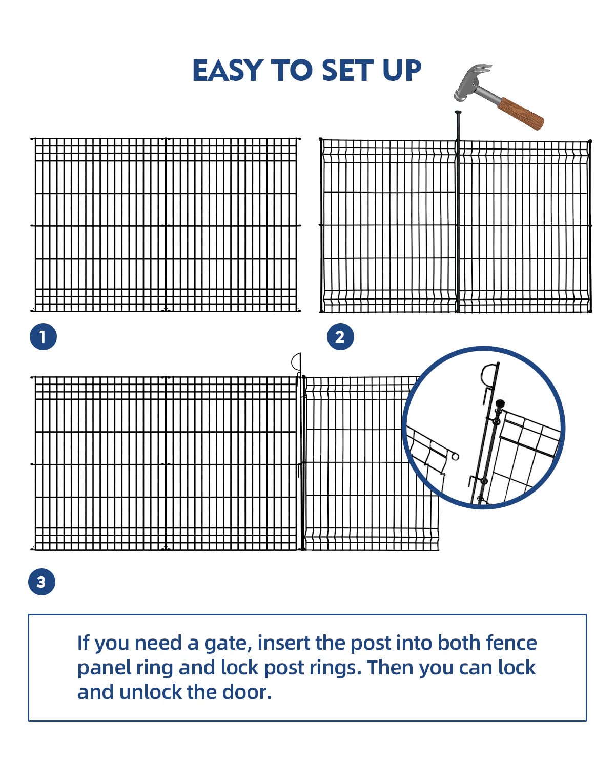 Hopesun Decorative Garden Fence Fast Installation Multi-Purpose Metal Pet Fence Kit Outdoor