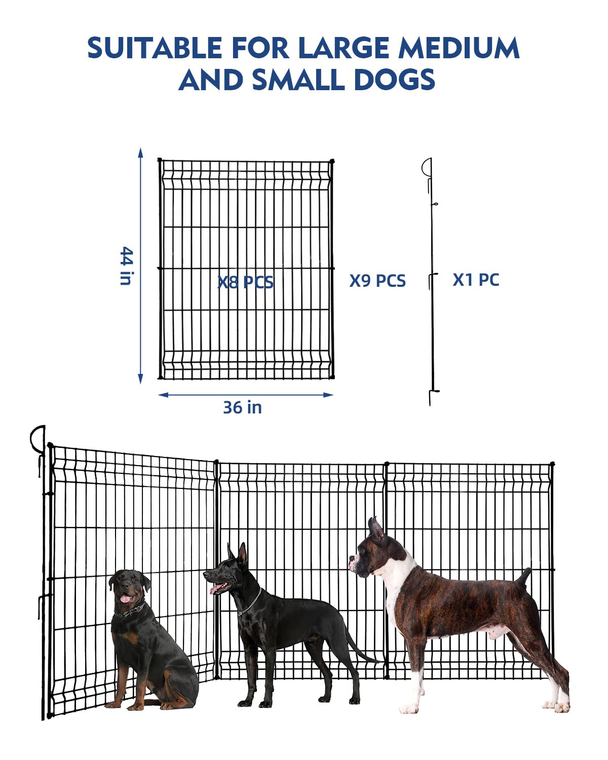 Hopesun Decorative Garden Fence Fast Installation Multi-Purpose Metal Pet Fence Kit Outdoor