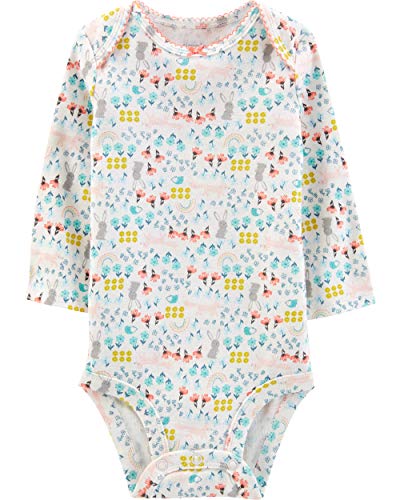 Simple Joys by Carter's Baby Girls' 5-Pack Long-Sleeve Bodysuit, Dots/Floral/Hearts/Owl, Preemie