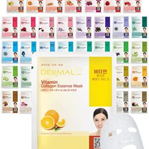 DERMAL 39 Combo Pack A Collagen Essence Korean Face Mask - Hydrating & Soothing Facial Mask with Panthenol - Hypoallergenic Self Care Sheet Mask for All Skin Types - Natural Home Spa Treatment Masks