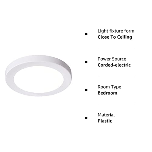 CLOUDY BAY 7.5 inch LED Ceiling Light,12W 840lm,5000K Day Light,LED Flush Mount,White Finish,Wet Location