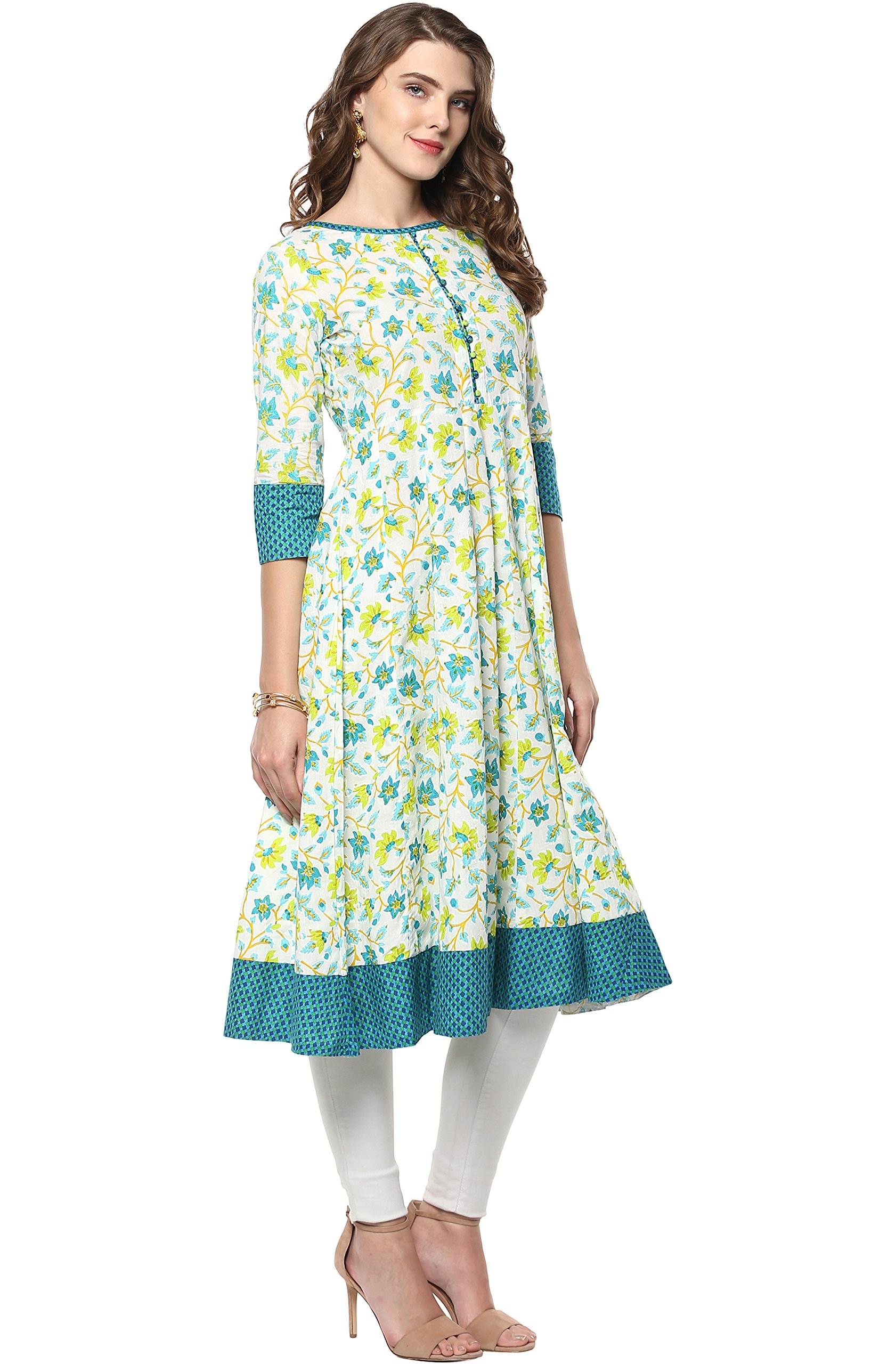 Janasya Indian Tunic Tops Cotton Kurti for Women (JNE2086-KR-389-S)