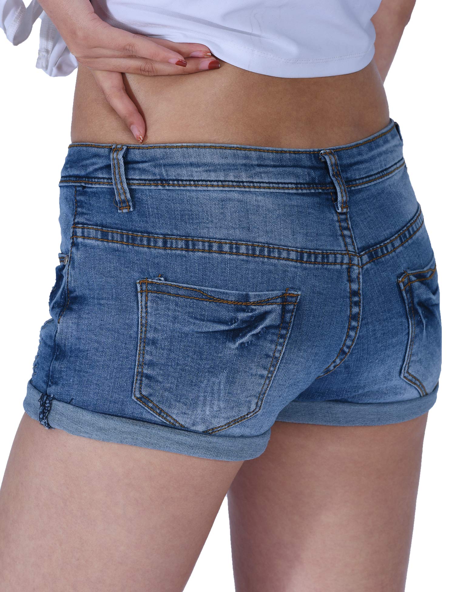 PHOENISING Women's Sexy Ripped Hole Hot Pants Girl Attractive Denim Shorts, Size 2-16