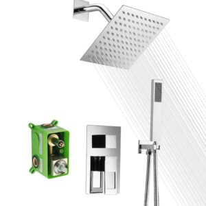 Shower Faucet Sets Complete,Rough-in Valve Included and Full Metal Components in Chrome Finish,Sumerain