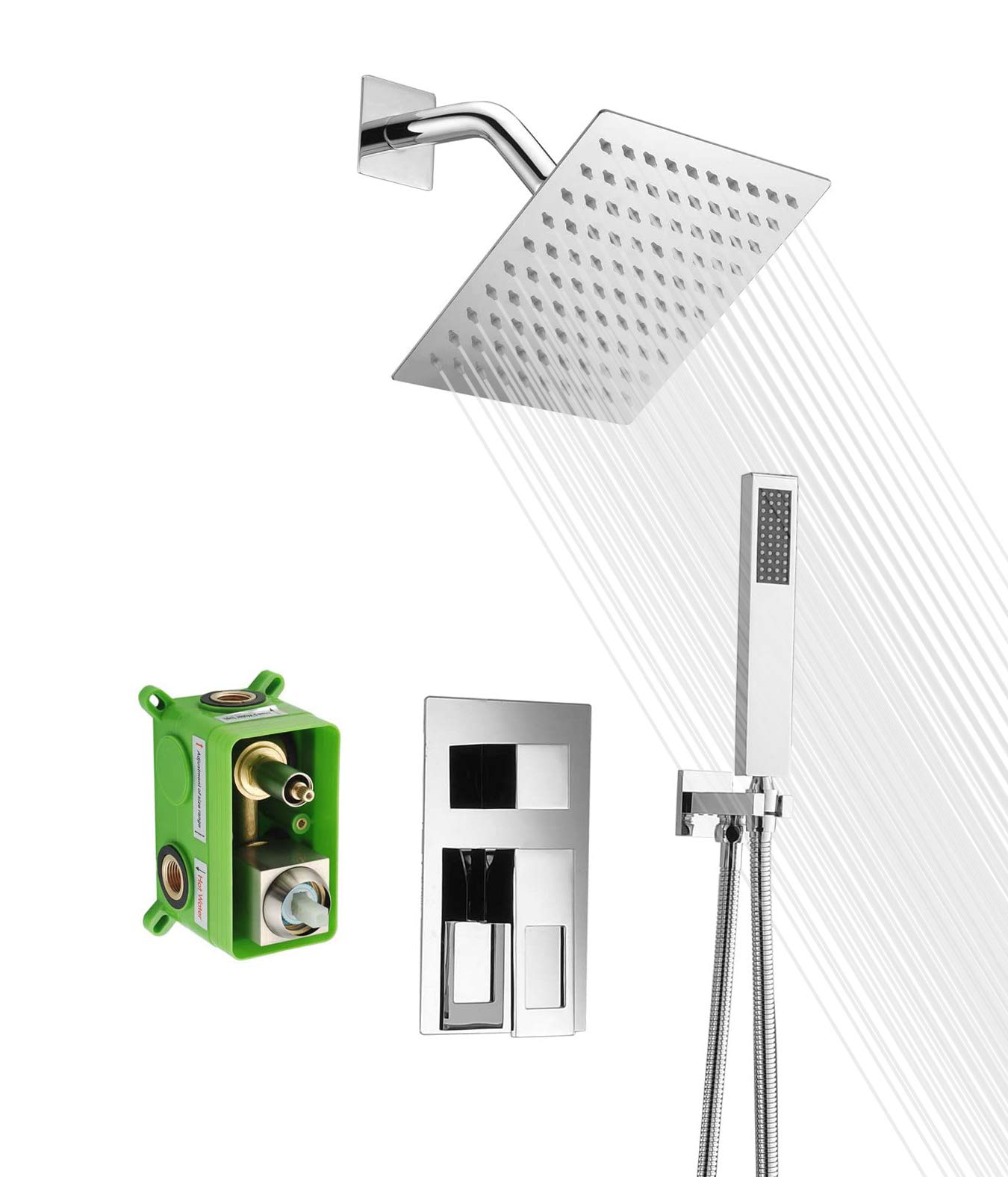 Shower Faucet Sets Complete,Rough-in Valve Included and Full Metal Components in Chrome Finish,Sumerain