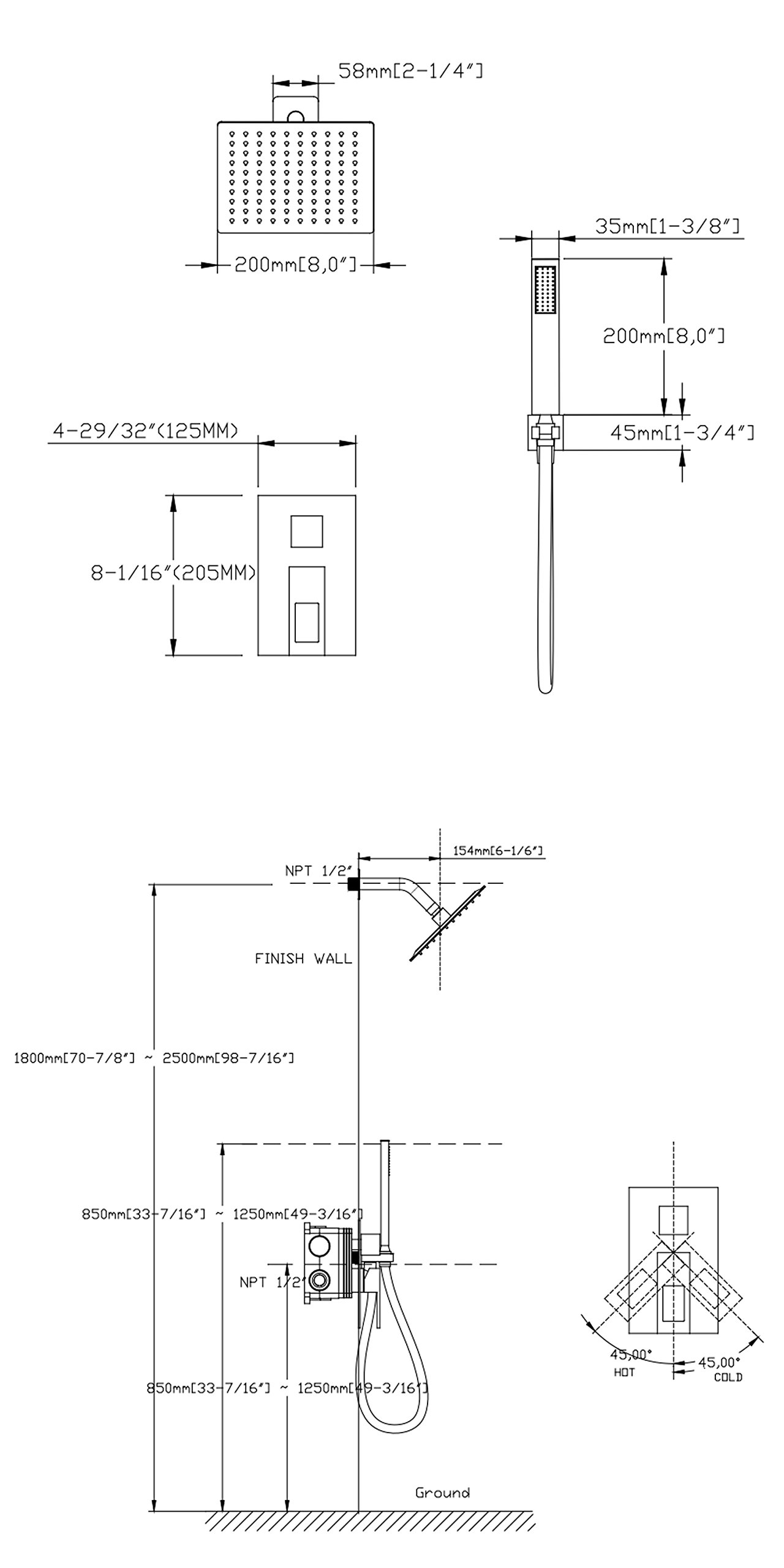 Shower Faucet Sets Complete,Rough-in Valve Included and Full Metal Components in Chrome Finish,Sumerain