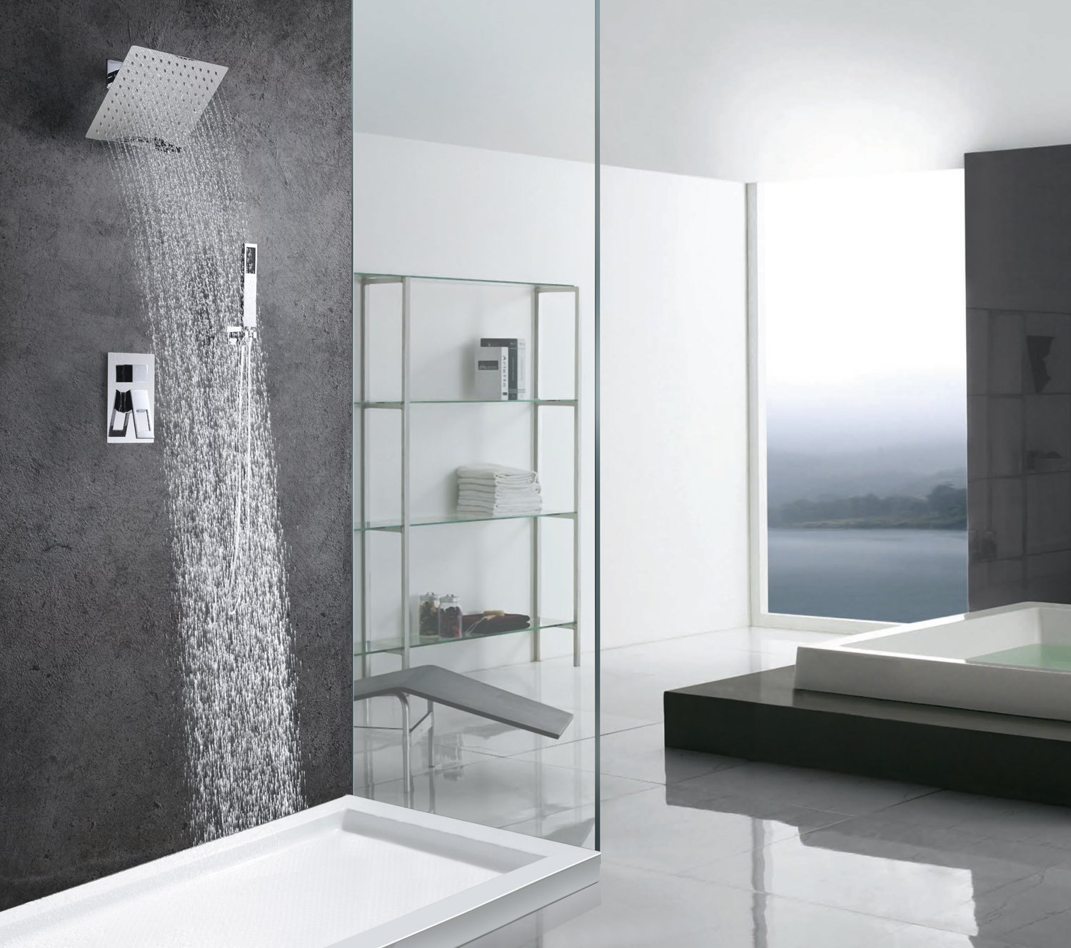 Shower Faucet Sets Complete,Rough-in Valve Included and Full Metal Components in Chrome Finish,Sumerain