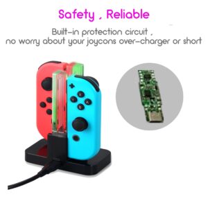 INNVO Power Dock -Switch Joycon Charger, 4 in 1 Charging Dock for Nintendo Controller, Fast Charging Station, USB C Charge Cable Included Black