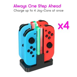 INNVO Power Dock -Switch Joycon Charger, 4 in 1 Charging Dock for Nintendo Controller, Fast Charging Station, USB C Charge Cable Included Black