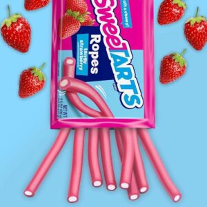 SweeTARTS Ropes, Candy, Tangy Strawberry, Soft and Chewy, Back to School Sweet Treat, 3.5 oz, 12 ct