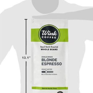 Wink Coffee Blonde Espresso, Whole Bean Coffee, 100% Arabica, Large 2.2 Pound Bag, Colombian Single Origin, Smooth, Light, and Complex, Sustainably Sourced