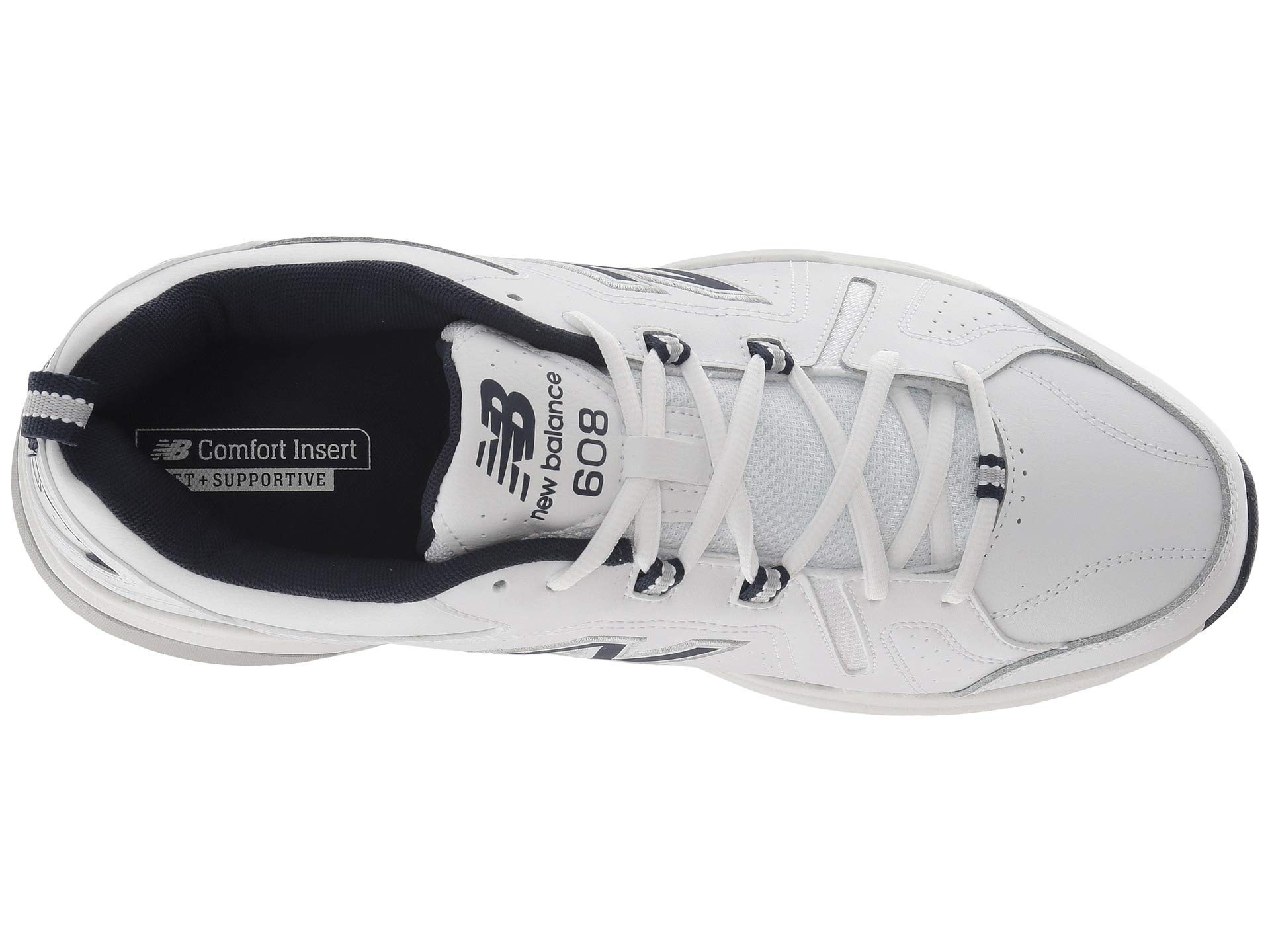 New Balance Men's 608 V5 Casual Comfort Cross Trainer, White/Navy, 11 Wide