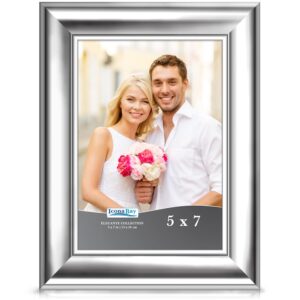 icona bay 5x7 silver picture frame, contemporary photo frame 5 x 7, wall mount or table top, elegante collection