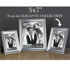 Icona Bay 5x7 Silver Picture Frame, Contemporary Photo Frame 5 x 7, Wall Mount or Table Top, Elegante Collection