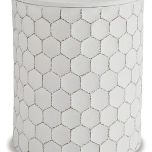 Signature Design by Ashley Polly Geometric Honeycomb Indoor Outdoor Accent Stool or Table, White