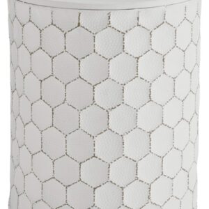 Signature Design by Ashley Polly Geometric Honeycomb Indoor Outdoor Accent Stool or Table, White