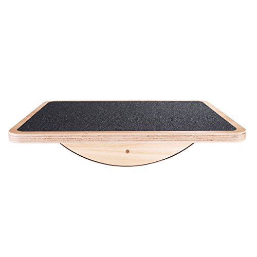 StrongTek Professional Wooden Balance Board, Rocker Board, Wood Standing Desk Accessory, Balancing Board for Under Desk, Anti Slip Roller, Core Strength, Stability, Office Wobble Boards