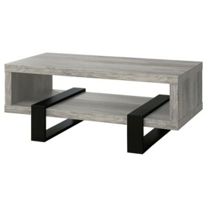 Coaster Home Furnishings Dinard Coffee Table with Shelf Grey Driftwood