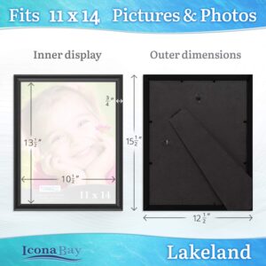 Icona Bay 11x14 (28x36 cm) Black Picture Frame, Contemporary Photo Frame 11 x 14, Composite Wood Frame for Walls or Table Top, Lakeland Collection