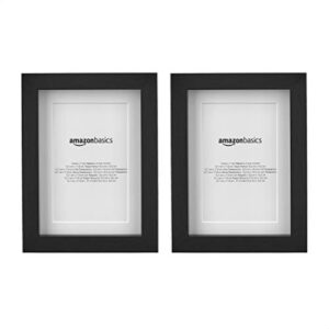 amazon basics 5" x 7" rectangular photo picture frame or 4" x 6" with mat, 2-pack, black