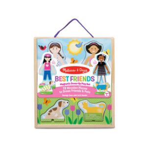 Melissa & Doug Best Friends Magnetic Dress-Up Wooden Dolls Pretend Play Set (78 pcs) - Dolls Dress-Up Play Set