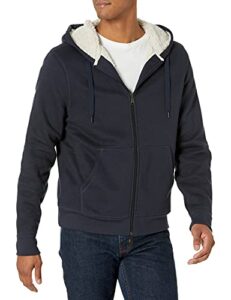 amazon essentials men's sherpa-lined full-zip fleece hoodie, navy, xx-large