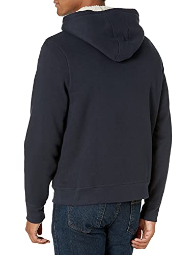 Amazon Essentials Men's Sherpa-Lined Full-Zip Fleece Hoodie, Navy, Large