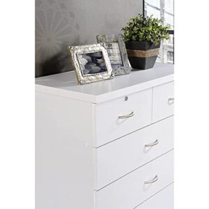 HODEDAH 7 Drawer Wood Dresser for Bedroom, 31.5 inch Wide Chest of Drawers, with 2 Locks on the Top Drawers, Storage Organization Unit for Clothing, White