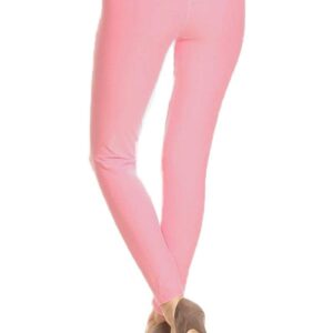 Leggings Depot Womens 1" Waistband High Waisted Solid Leggings Pants (Full Length, Pink, 1X-3X)