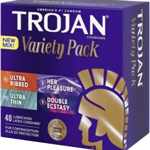 Trojan Pleasure Pack Premium Lubricated Latex Condoms, 40 Count (Fire & Ice)