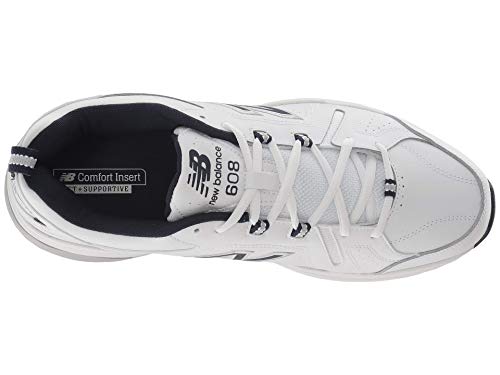 New Balance Men's 608 V5 Casual Comfort Cross Trainer, White/Navy, 12