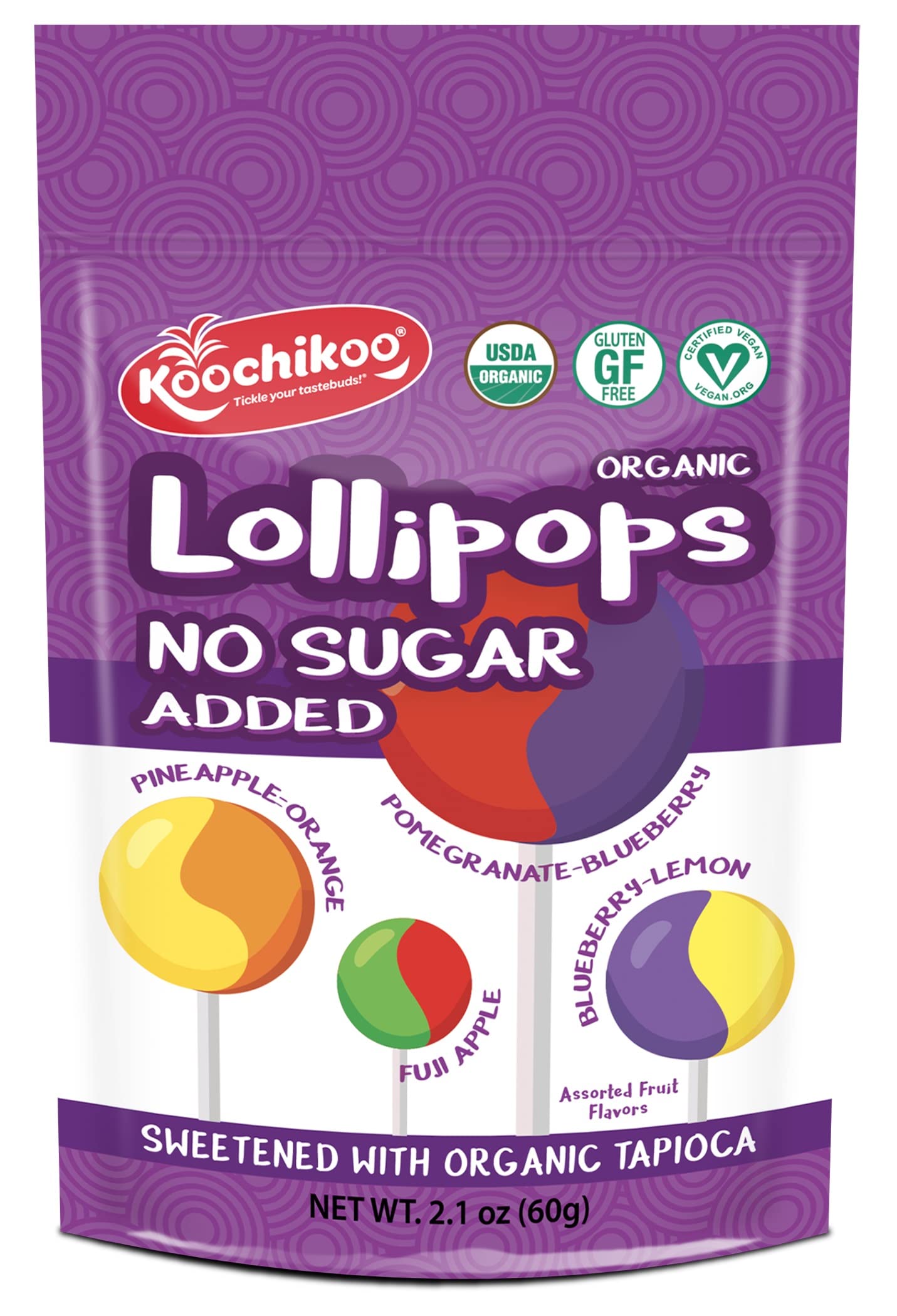 Koochikoo Sugar Free Organic Lollipop Pouch, 10 Count ( Pack - 1 )