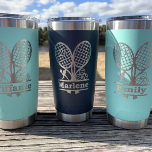 YETI Tumbler Female Tennis Design w/Name, Laser Engraved Yeti Rambler Stainless Steel Travel Mug - NOT A STICKER!