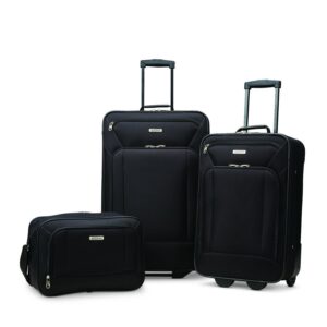 american tourister fieldbrook xlt softside upright luggage, telescoping handle, black, 3-piece set (bb/21/25)