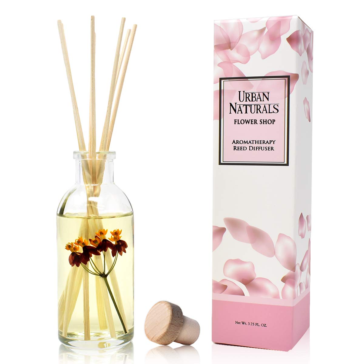 Urban Naturals Flower Shop Reed Diffuser Gift Set | Violets, Daisies, Hyacinth & Rose Fragrance Notes | Real Flower inside The Bottle! Made in The USA | Great Gift for Mom