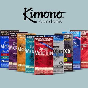 Kimono MicroThin XL, Ultra-Thin Lubricated Condoms, Natural Latex Condoms, Vegan-Friendly, No Latex Odor, Extra Thin, Widest-base Condoms - Enhanced Sensitivity - Pack of 36