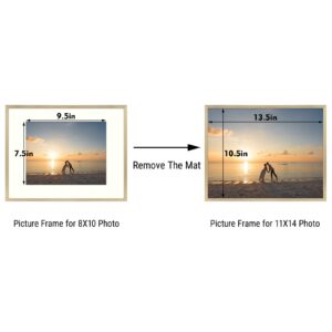 Golden State Art 11x14 Picture Frame - Gold Aluminum (Shiny Brushed) - Fit Photo 8x10 Ivory Mat 11x14 without Mat - Metal Frame Wall Mounting - Real Glass (11x14, Gold)