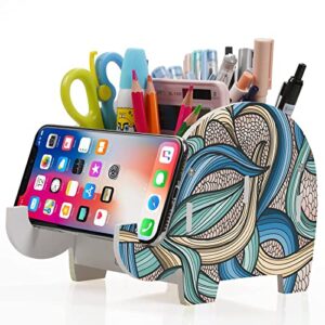 mokani pen pencil holder for desk cute elephant gifts desk organizer marker makeup brush holders workspace organizers office decor accessories with phone stand christmas gifts for women men adults