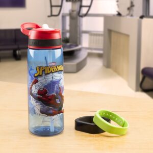 Zak Designs Marvel Spider-Man Plastic Water Bottle with Built-In Carrying Loop and Flip-Up Straw Lid, Made with Durable Materials (25oz, Non-BPA)