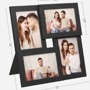 SONGMICS 4x6 Collage Picture Frames, Family Photo Collage Frame Set of 4 for Wall Decor, Glass Front, Wall Hanging or Tabletop, Ink Black