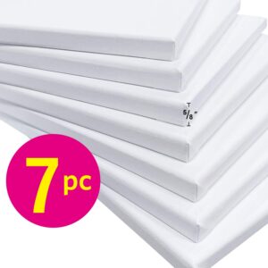 PHOENIX Stretched Canvas for Painting 11x14 Inch/7 Value Pack, 8 Oz Triple Primed 5/8 Inch Profile 100% Cotton White Blank Canvas, Artist Framed Canvas for Oil Acrylic & Pouring Art