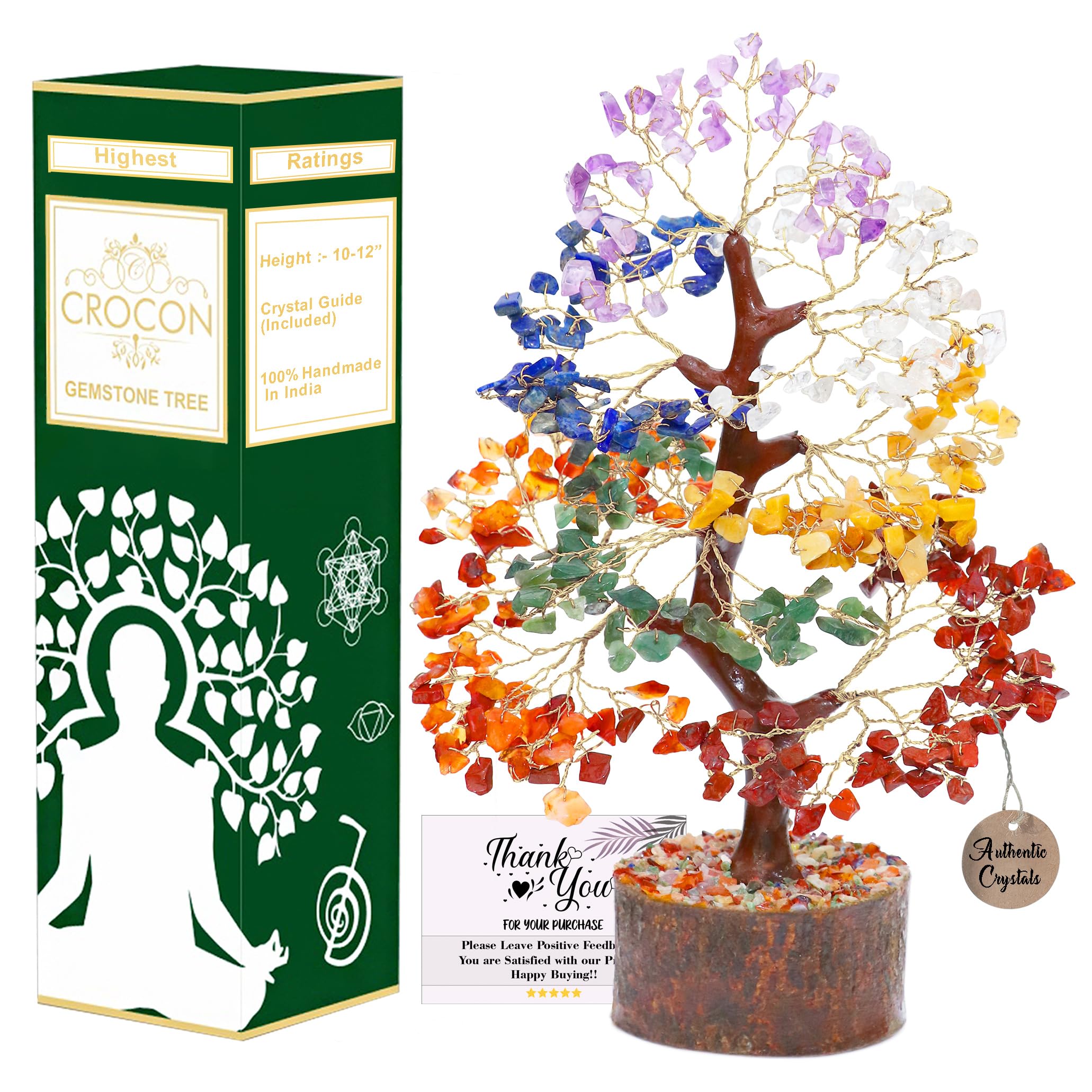 seven chakra tree of life for positive energy - feng shui tree, fake bonsai tree, crystals and healing stones, money tree, room decor 7 chakra tree, stone tree, healing crystals, spiritual gifts