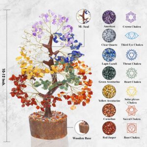 seven chakra tree of life for positive energy - feng shui tree, fake bonsai tree, crystals and healing stones, money tree, room decor 7 chakra tree, stone tree, healing crystals, spiritual gifts