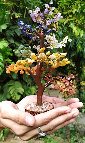 seven chakra tree of life for positive energy - feng shui tree, fake bonsai tree, crystals and healing stones, money tree, room decor 7 chakra tree, stone tree, healing crystals, spiritual gifts